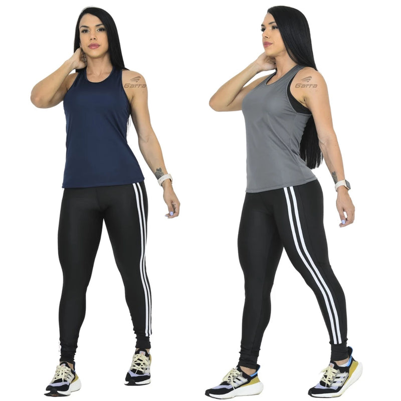 Kit 2 Camiseta Regata Dry Fit Feminina Premium Fitness para Treino e Academia Garra Sport
