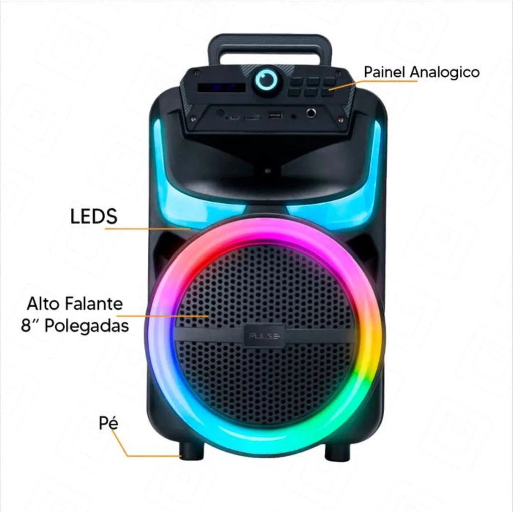 Speaker with Bluetooth and Led Pulse Burst 250W Multilaser