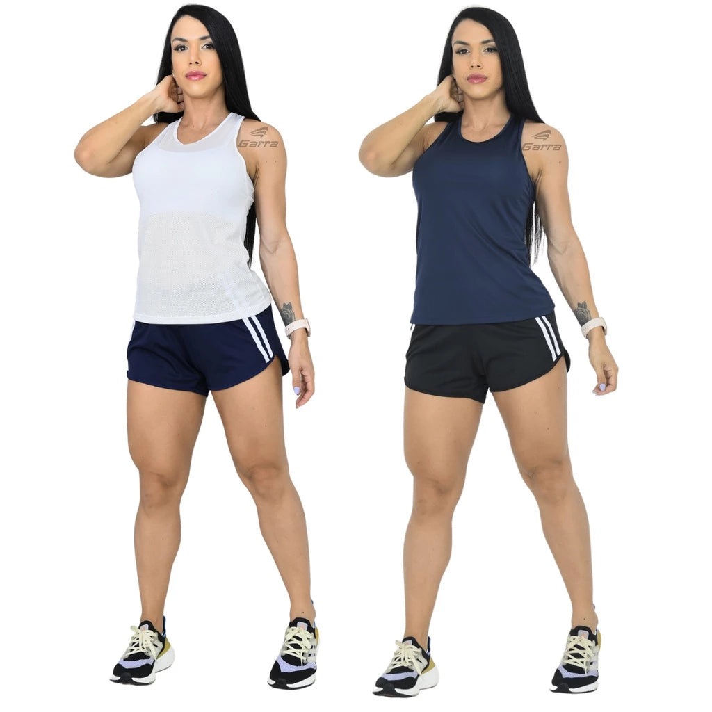 Kit 2 Camiseta Regata Dry Fit Feminina Premium Fitness para Treino e Academia Garra Sport