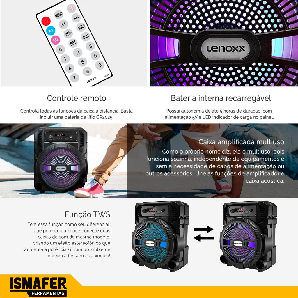 Caixa Caixinha Som Bluetooth Com Led Bateria Longa Duração