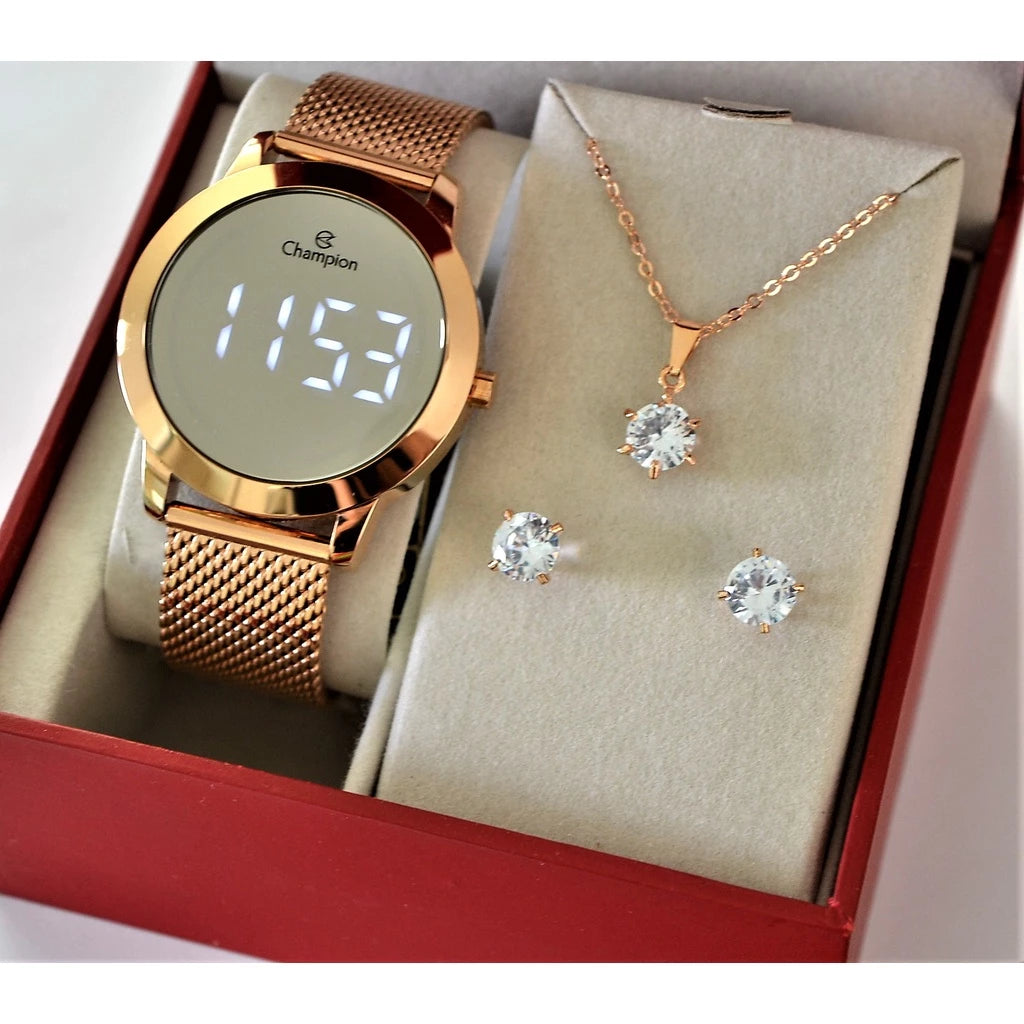 CHAMPION ROSE MIRRORED WATCH LAUNCH CH40106P + SEMI JEWELRY KIT