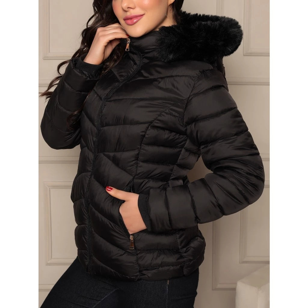 Jaqueta Feminina Forrada Puffer Gominho Moda Fashion