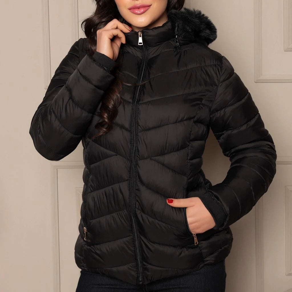 Jaqueta Feminina Forrada Puffer Gominho Moda Fashion