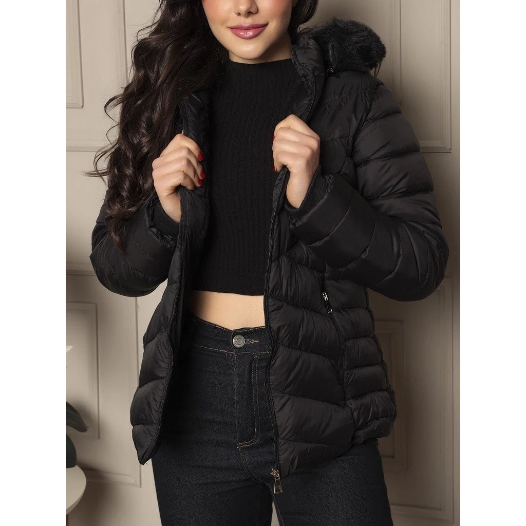 Jaqueta Feminina Forrada Puffer Gominho Moda Fashion