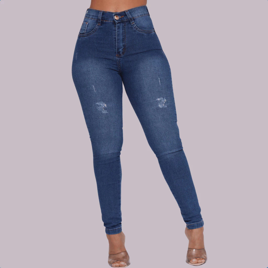 Calça Jeans Feminina Super Lycra  Skinny Cintura Alta