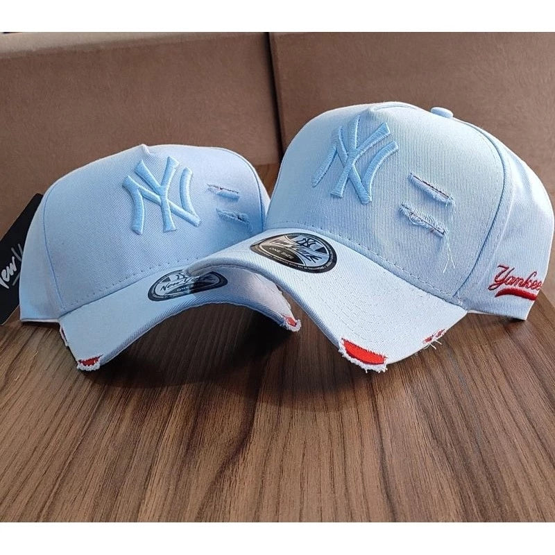 Bonés NY New York Yankess moda Aba Curva Trucker Destroyed Rasgado Rasgadinho Fitão Strapback