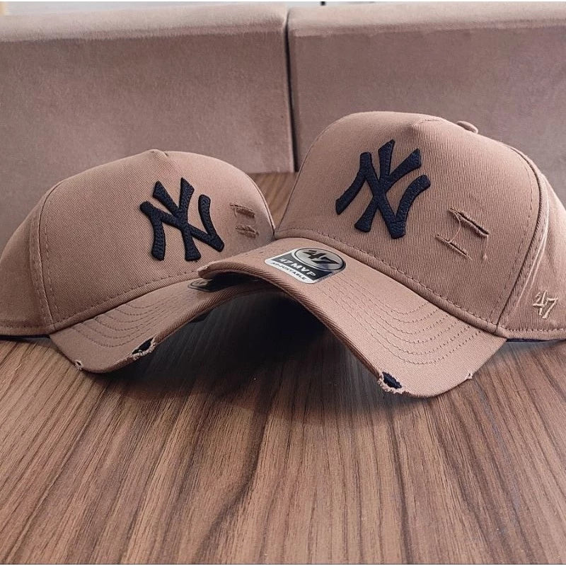 Bonés NY New York Yankess moda Aba Curva Trucker Destroyed Rasgado Rasgadinho Fitão Strapback