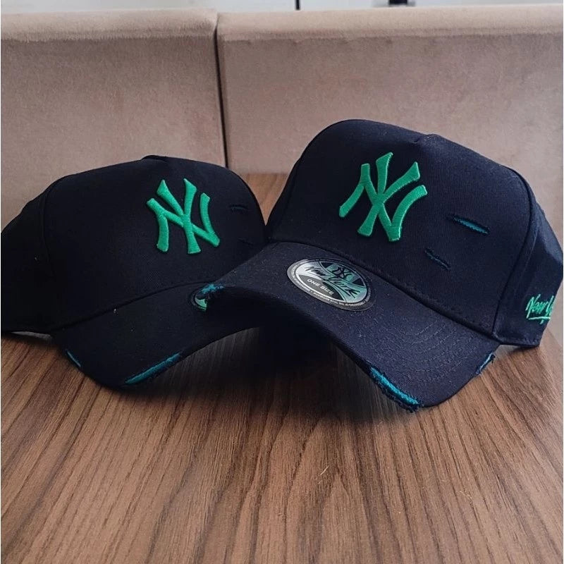 Bonés NY New York Yankess moda Aba Curva Trucker Destroyed Rasgado Rasgadinho Fitão Strapback