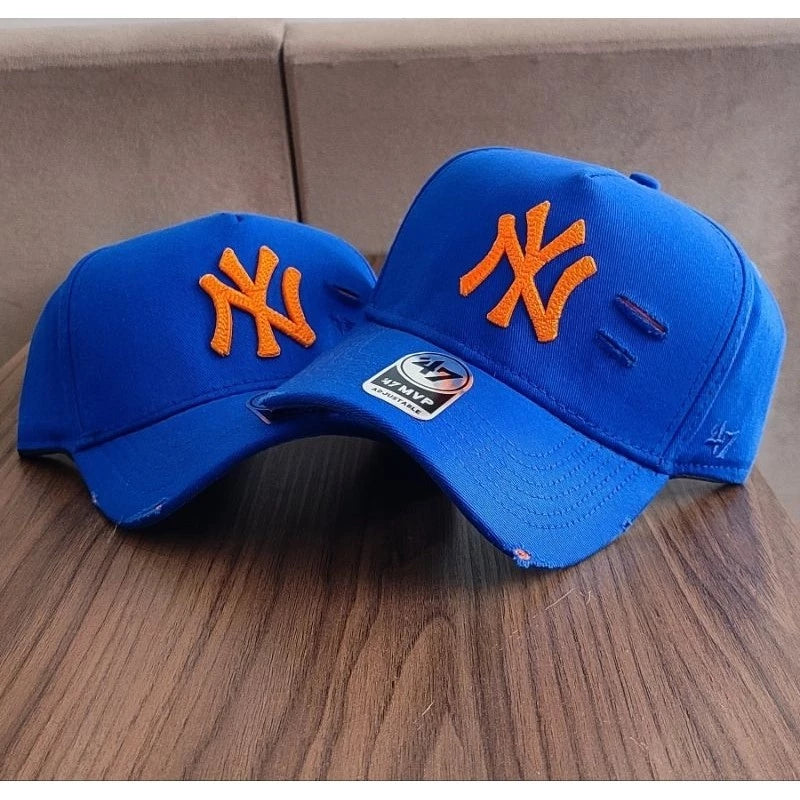 Bonés NY New York Yankess moda Aba Curva Trucker Destroyed Rasgado Rasgadinho Fitão Strapback