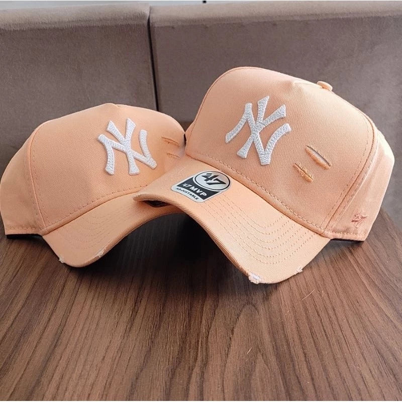 Bonés NY New York Yankess moda Aba Curva Trucker Destroyed Rasgado Rasgadinho Fitão Strapback