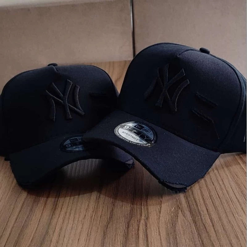 Bonés NY New York Yankess moda Aba Curva Trucker Destroyed Rasgado Rasgadinho Fitão Strapback