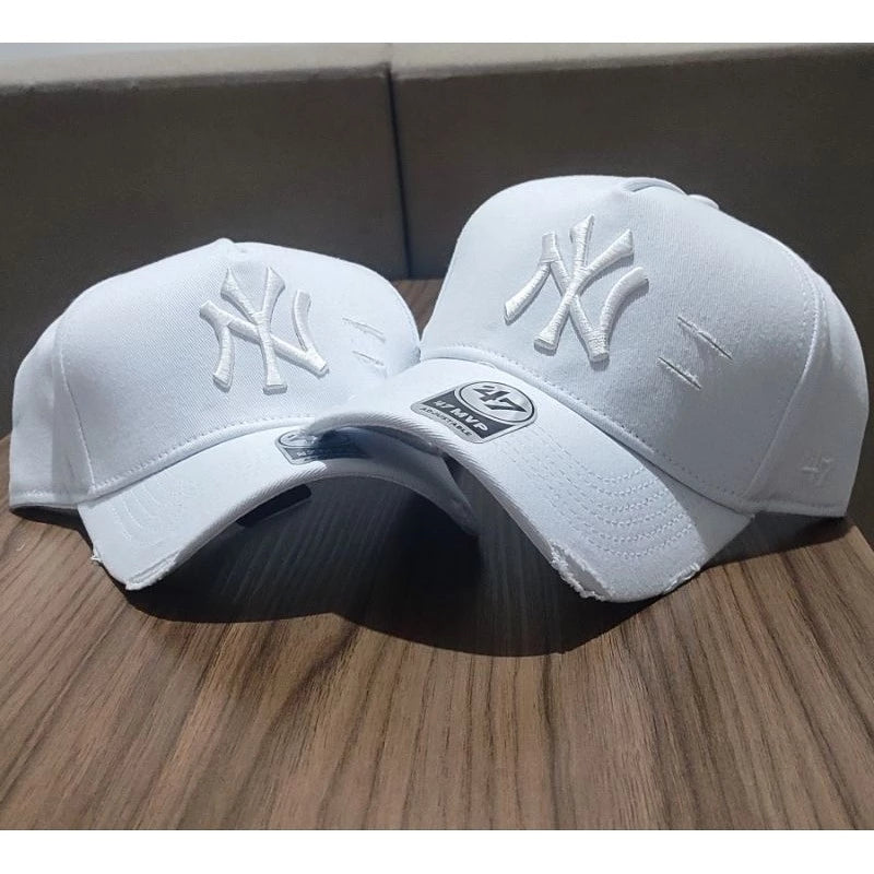 Bonés NY New York Yankess moda Aba Curva Trucker Destroyed Rasgado Rasgadinho Fitão Strapback