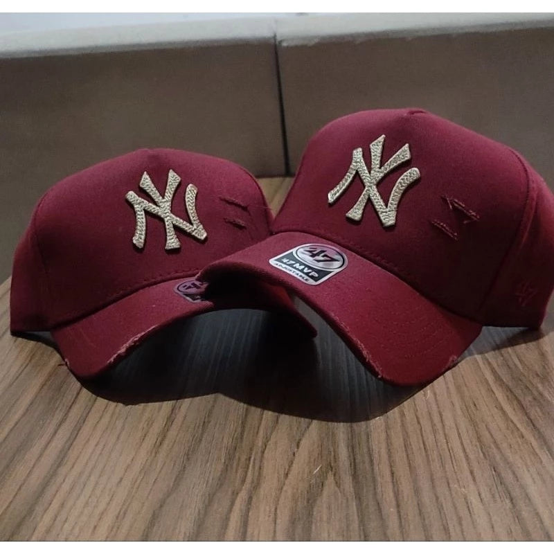 Bonés NY New York Yankess moda Aba Curva Trucker Destroyed Rasgado Rasgadinho Fitão Strapback