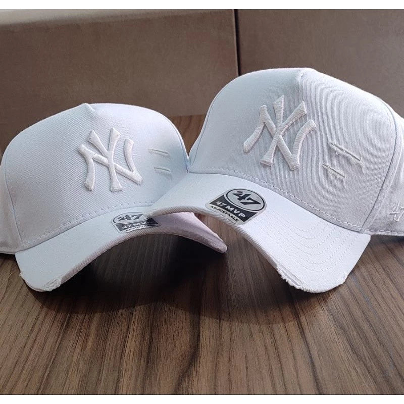 Bonés NY New York Yankess moda Aba Curva Trucker Destroyed Rasgado Rasgadinho Fitão Strapback