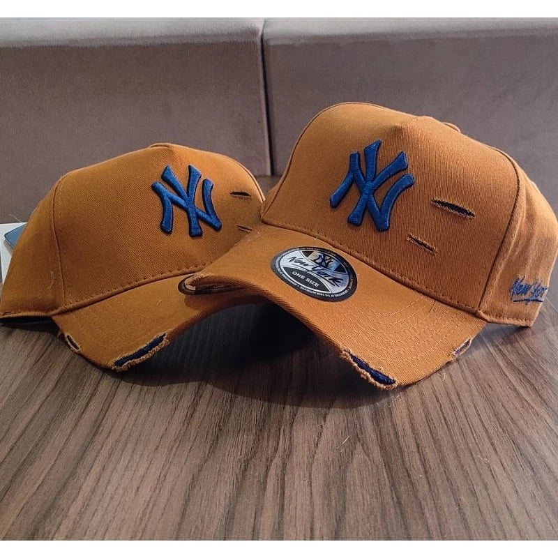 Bonés NY New York Yankess moda Aba Curva Trucker Destroyed Rasgado Rasgadinho Fitão Strapback