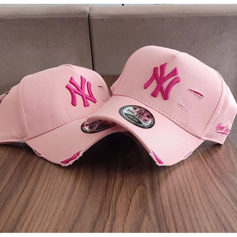 Bonés NY New York Yankess moda Aba Curva Trucker Destroyed Rasgado Rasgadinho Fitão Strapback