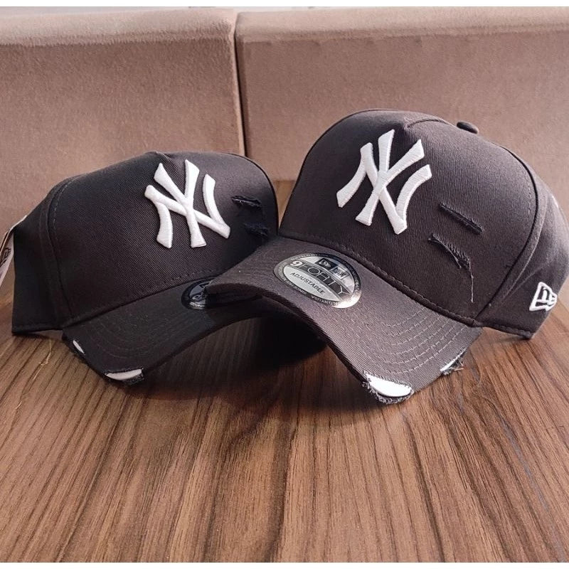 Bonés NY New York Yankess moda Aba Curva Trucker Destroyed Rasgado Rasgadinho Fitão Strapback