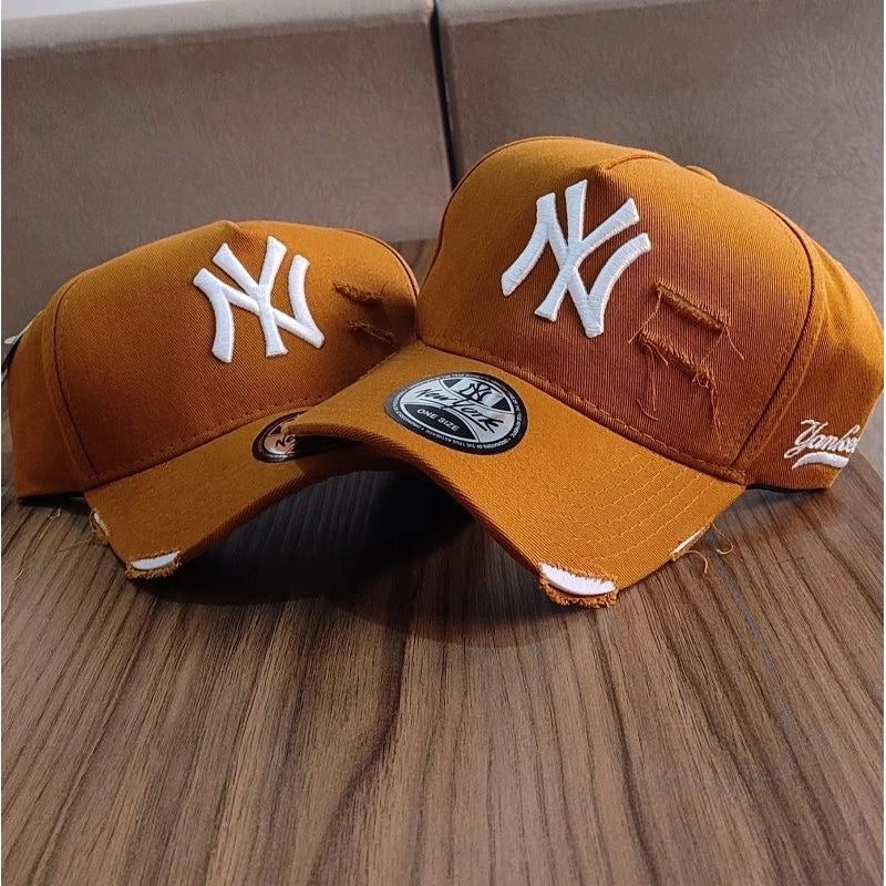 Bonés NY New York Yankess moda Aba Curva Trucker Destroyed Rasgado Rasgadinho Fitão Strapback