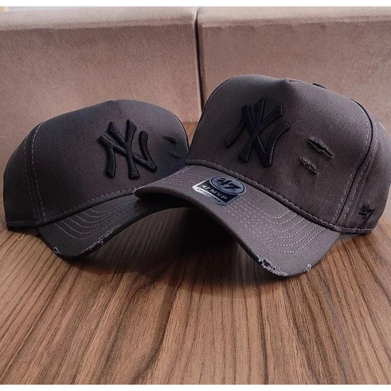 Bonés NY New York Yankess moda Aba Curva Trucker Destroyed Rasgado Rasgadinho Fitão Strapback