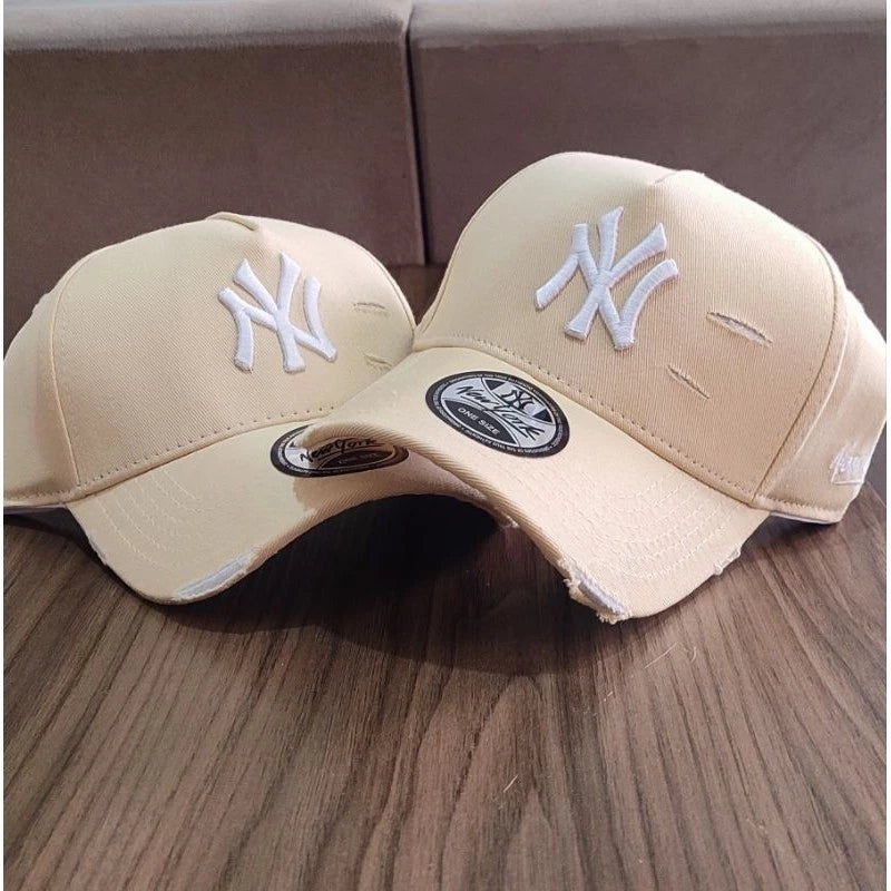 Bonés NY New York Yankess moda Aba Curva Trucker Destroyed Rasgado Rasgadinho Fitão Strapback