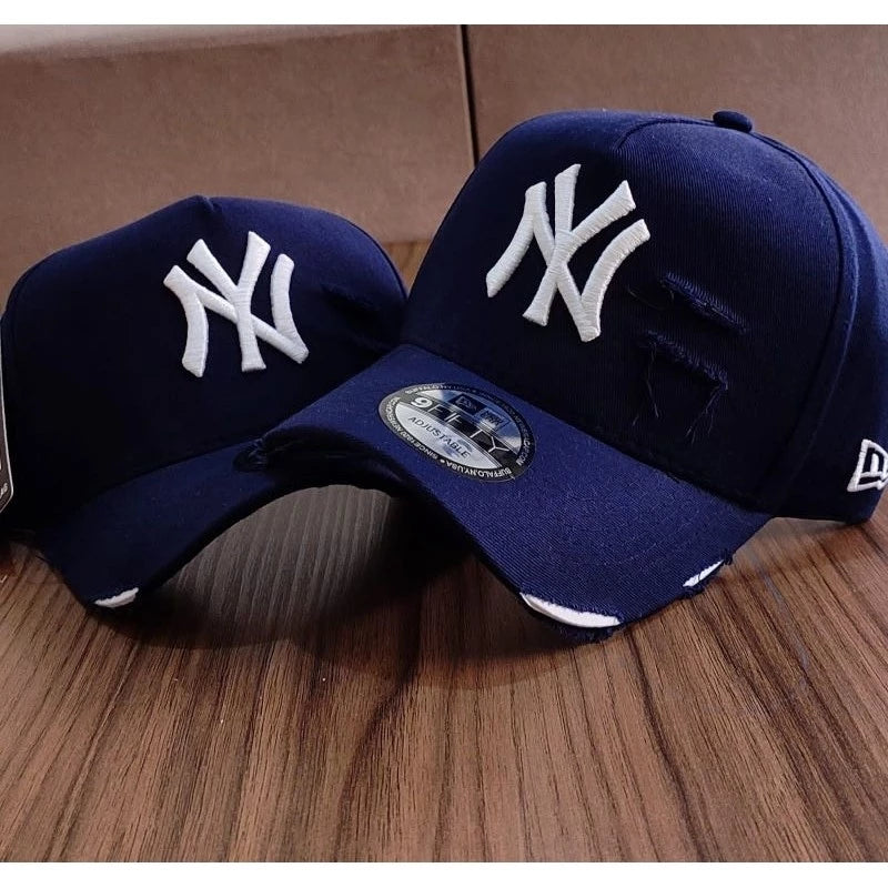 Bonés NY New York Yankess moda Aba Curva Trucker Destroyed Rasgado Rasgadinho Fitão Strapback