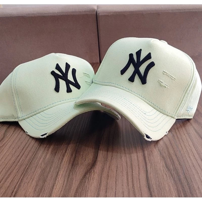 Bonés NY New York Yankess moda Aba Curva Trucker Destroyed Rasgado Rasgadinho Fitão Strapback