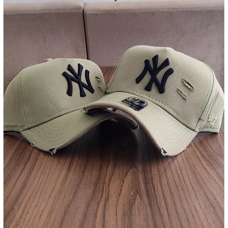 Bonés NY New York Yankess moda Aba Curva Trucker Destroyed Rasgado Rasgadinho Fitão Strapback