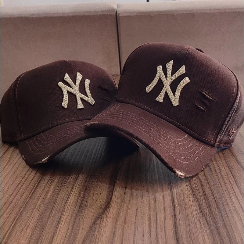 Bonés NY New York Yankess moda Aba Curva Trucker Destroyed Rasgado Rasgadinho Fitão Strapback