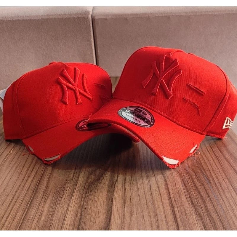 Bonés NY New York Yankess moda Aba Curva Trucker Destroyed Rasgado Rasgadinho Fitão Strapback