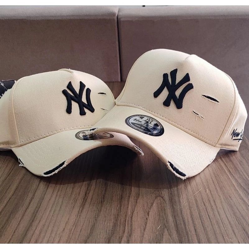 Bonés NY New York Yankess moda Aba Curva Trucker Destroyed Rasgado Rasgadinho Fitão Strapback