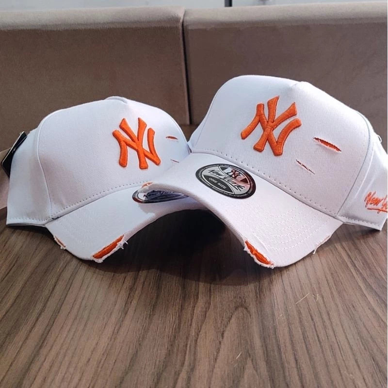 Bonés NY New York Yankess moda Aba Curva Trucker Destroyed Rasgado Rasgadinho Fitão Strapback