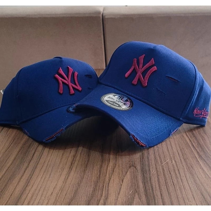 Bonés NY New York Yankess moda Aba Curva Trucker Destroyed Rasgado Rasgadinho Fitão Strapback