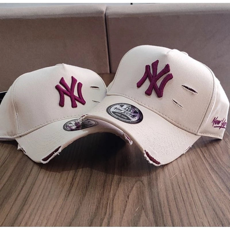 Bonés NY New York Yankess moda Aba Curva Trucker Destroyed Rasgado Rasgadinho Fitão Strapback