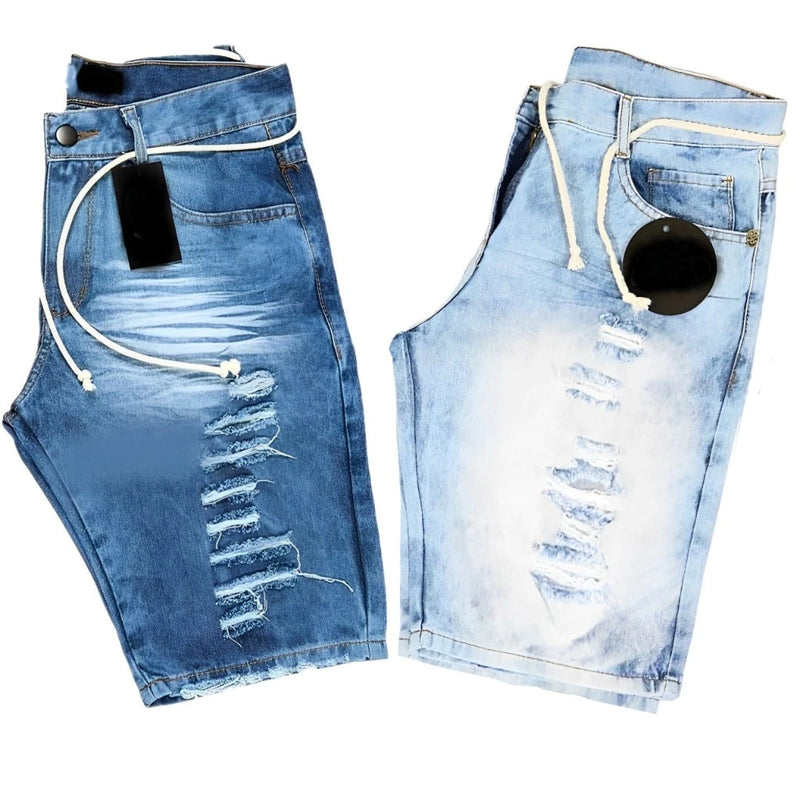KIT 3 Shorts masculinos Bermuda Jeans rasgados Estilo fashion masculino Outlet de fábrica