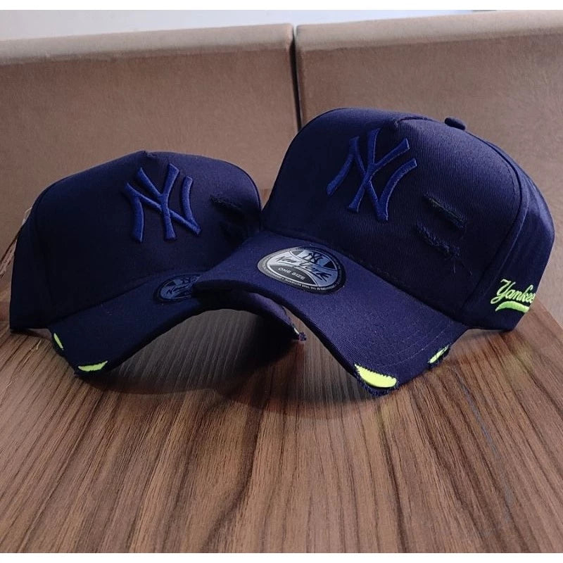 Bonés NY New York Yankess moda Aba Curva Trucker Destroyed Rasgado Rasgadinho Fitão Strapback