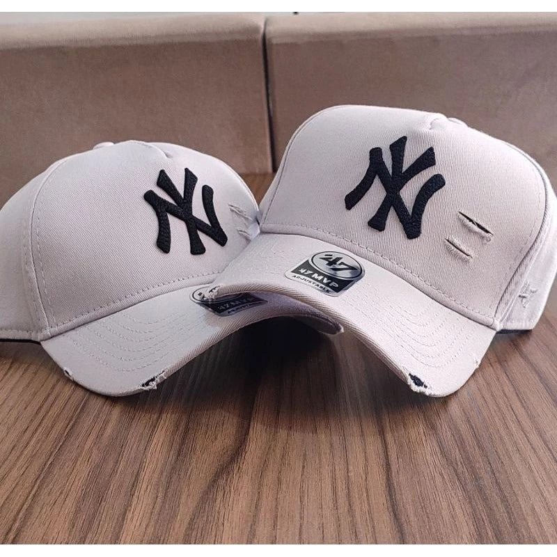 Bonés NY New York Yankess moda Aba Curva Trucker Destroyed Rasgado Rasgadinho Fitão Strapback