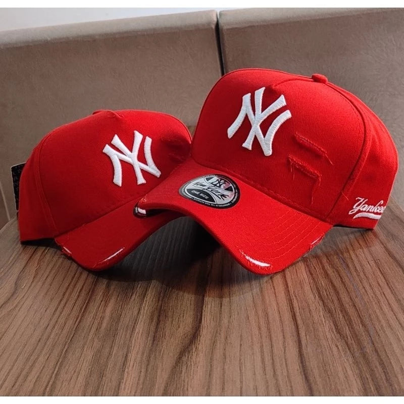 Bonés NY New York Yankess moda Aba Curva Trucker Destroyed Rasgado Rasgadinho Fitão Strapback