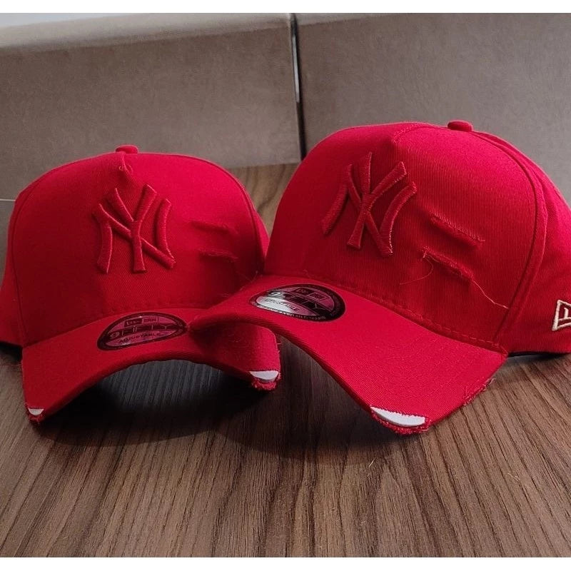 Bonés NY New York Yankess moda Aba Curva Trucker Destroyed Rasgado Rasgadinho Fitão Strapback