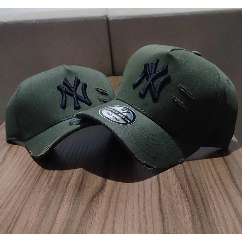 Bonés NY New York Yankess moda Aba Curva Trucker Destroyed Rasgado Rasgadinho Fitão Strapback