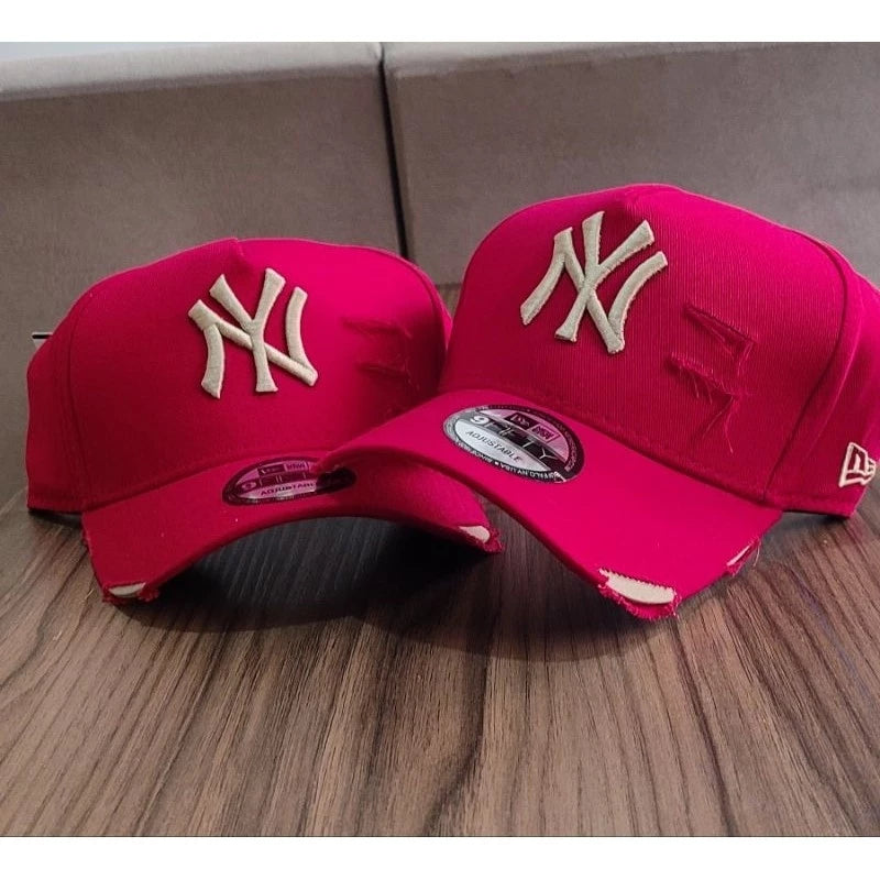 Bonés NY New York Yankess moda Aba Curva Trucker Destroyed Rasgado Rasgadinho Fitão Strapback