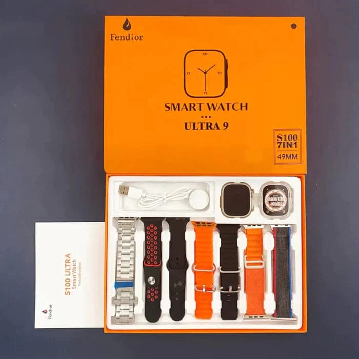 SmartWatch Serie 9 Ultra + Kit com 7 Pulseira + Case de Proteção (BRINDE!)