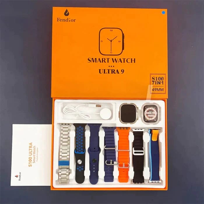 SmartWatch Serie 9 Ultra + Kit com 7 Pulseira + Case de Proteção (BRINDE!)