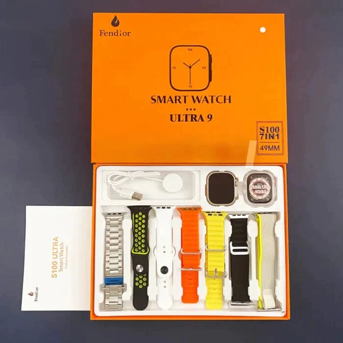 SmartWatch Serie 9 Ultra + Kit com 7 Pulseira + Case de Proteção (BRINDE!)