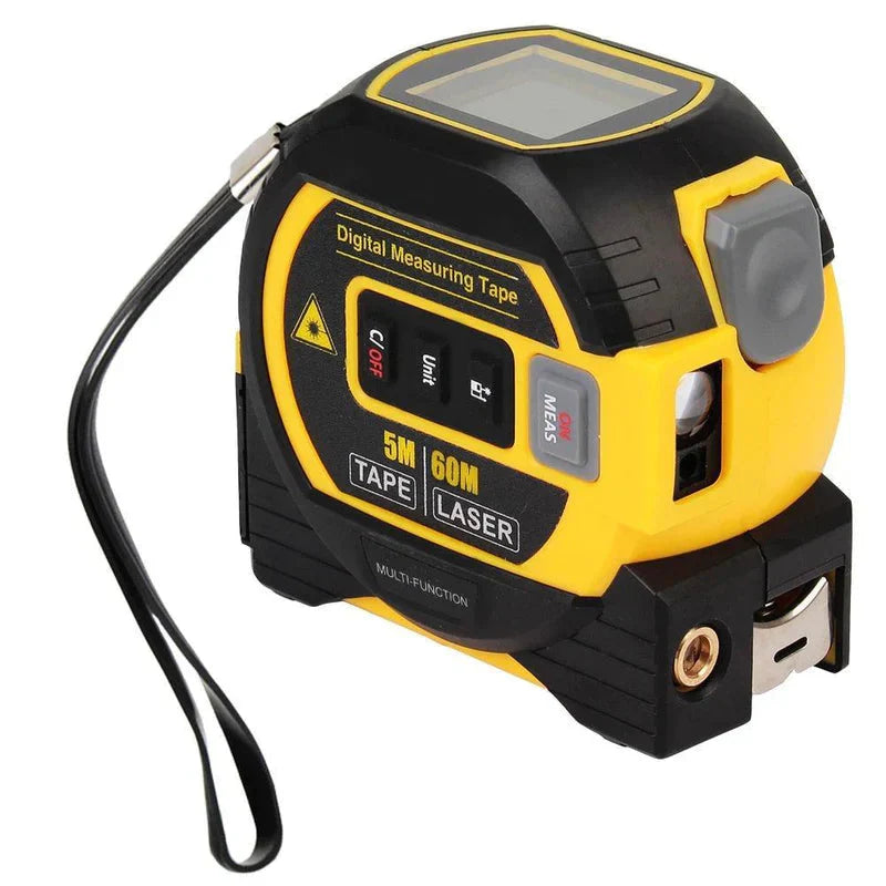 Trena Digital Laser LCD 3 em 1 Com Fita Métrica Multifunções