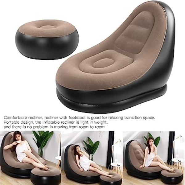 Ultra Lounge Inflatable Armchair With Pouf Lazy Sofa