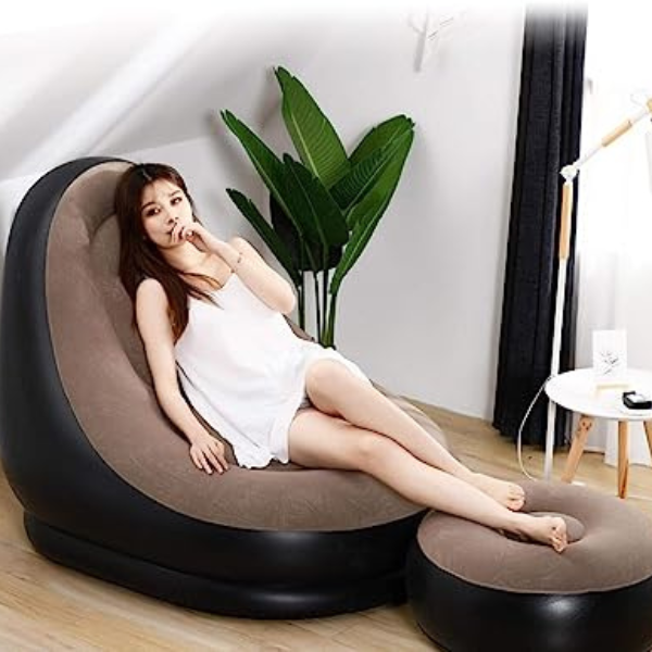 Ultra Lounge Inflatable Armchair With Pouf Lazy Sofa