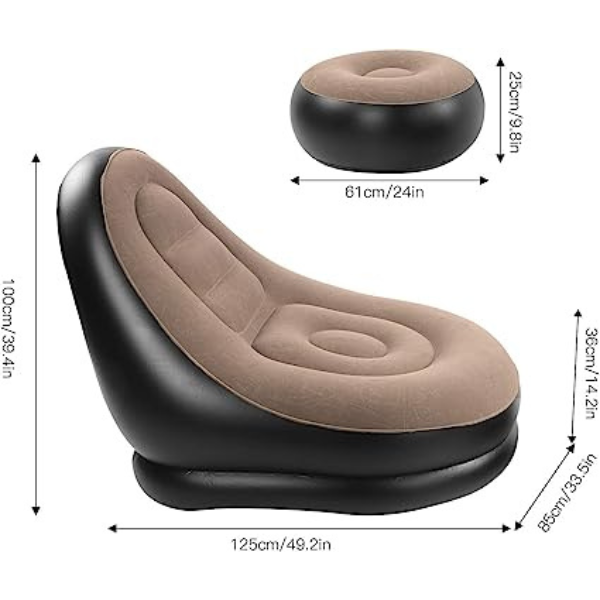 Ultra Lounge Inflatable Armchair With Pouf Lazy Sofa