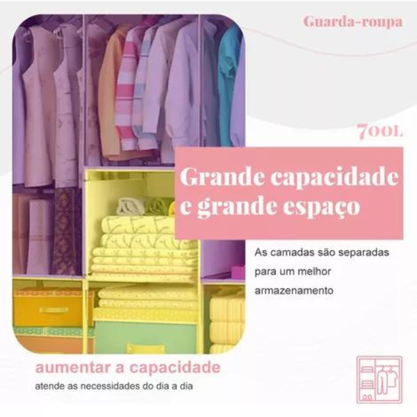 Guarda-Roupa Dobrável 2 Portas Armário Para Organi