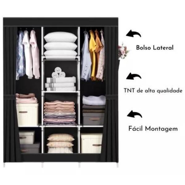 Guarda-Roupa Dobrável 2 Portas Armário Para Organi