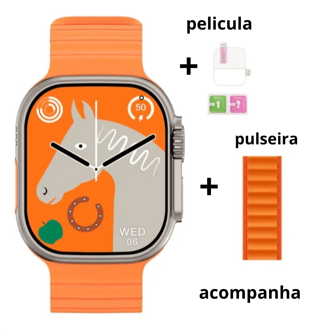 Smart watch - W69 ultra max + brinde 2 pulseira + pelicula